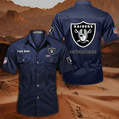 SPECIAL EDITION - NEW CUSTOMIZED NFL07 LVR LAS VEGAS RAIDERS MUTICOLOR MEN'S CARGO SHIRT