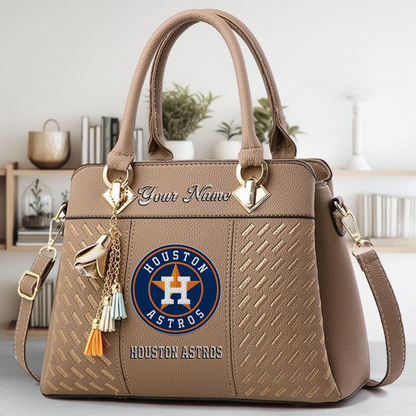 LIMITED EDITION - NEW CUSTOMIZED MLB10 HAS HOUSTON ASTROS ZIP HANDBAG MULTICOLOR