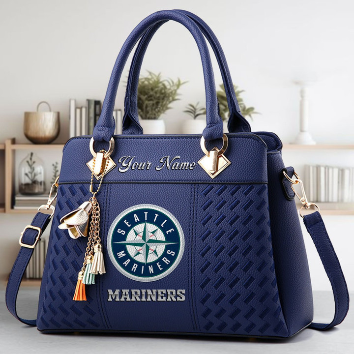 LIMITED EDITION - NEW CUSTOMIZED MLB14 SMS SEATTLE MARINERS ZIP HANDBAG MULTICOLOR