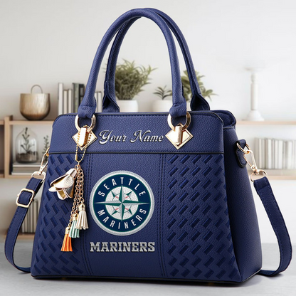 LIMITED EDITION - NEW CUSTOMIZED MLB14 SMS SEATTLE MARINERS ZIP HANDBAG MULTICOLOR