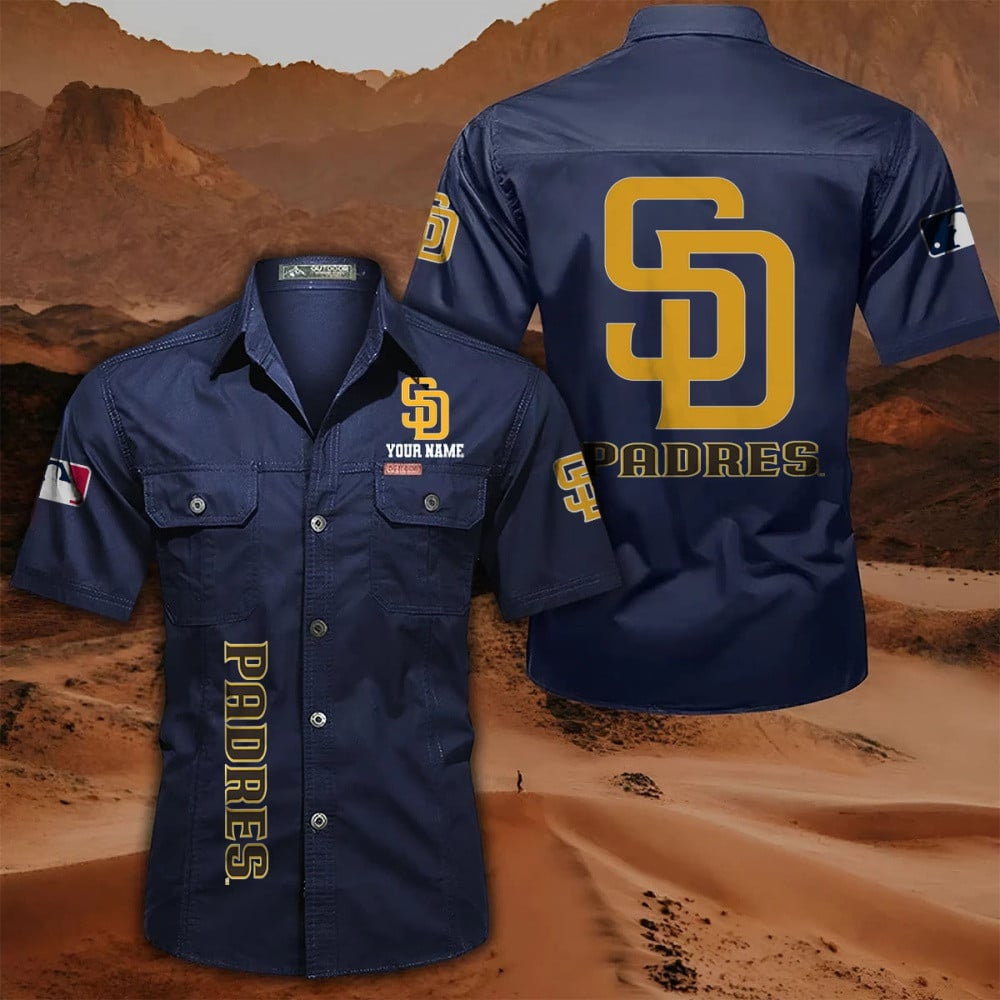 LIMITED EDITION - NEW CUSTOMIZED MLB18 SDP SAN DIEGO PADRES MEN'S CARGO SHIRT