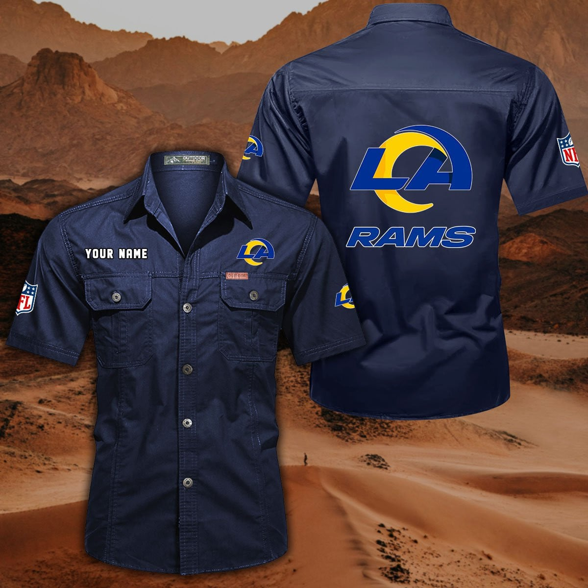 SPECIAL EDITION - NEW CUSTOMIZED NFL22 LAR LOS ANGELES RAMS MUTICOLOR MEN'S CARGO SHIRT