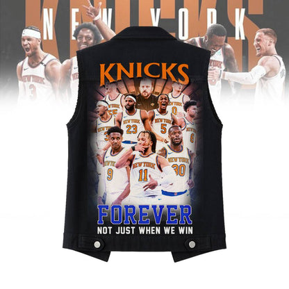 LIMITED EDITION - NEW CUSTOMIZED NBA04 NY NEW YORK KNICKS SLEEVELESS DENIM JACKET