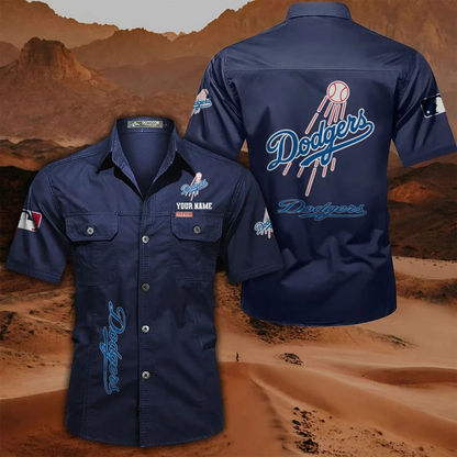LIMITED EDITION - NEW CUSTOMIZED MLB02 LAD LOS ANGELES DODGERS MEN'S CARGO SHIRT