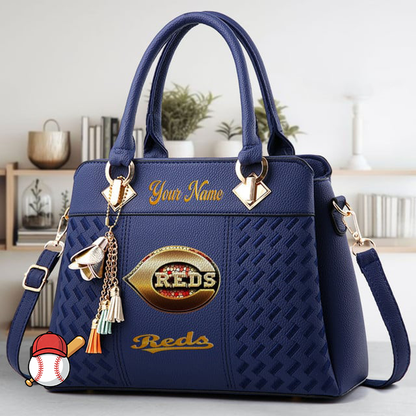 LIMITED EDITION - NEW CUSTOMIZED MLB05 CRS CINCINNATI REDS ZIP HANDBAG MULTICOLOR