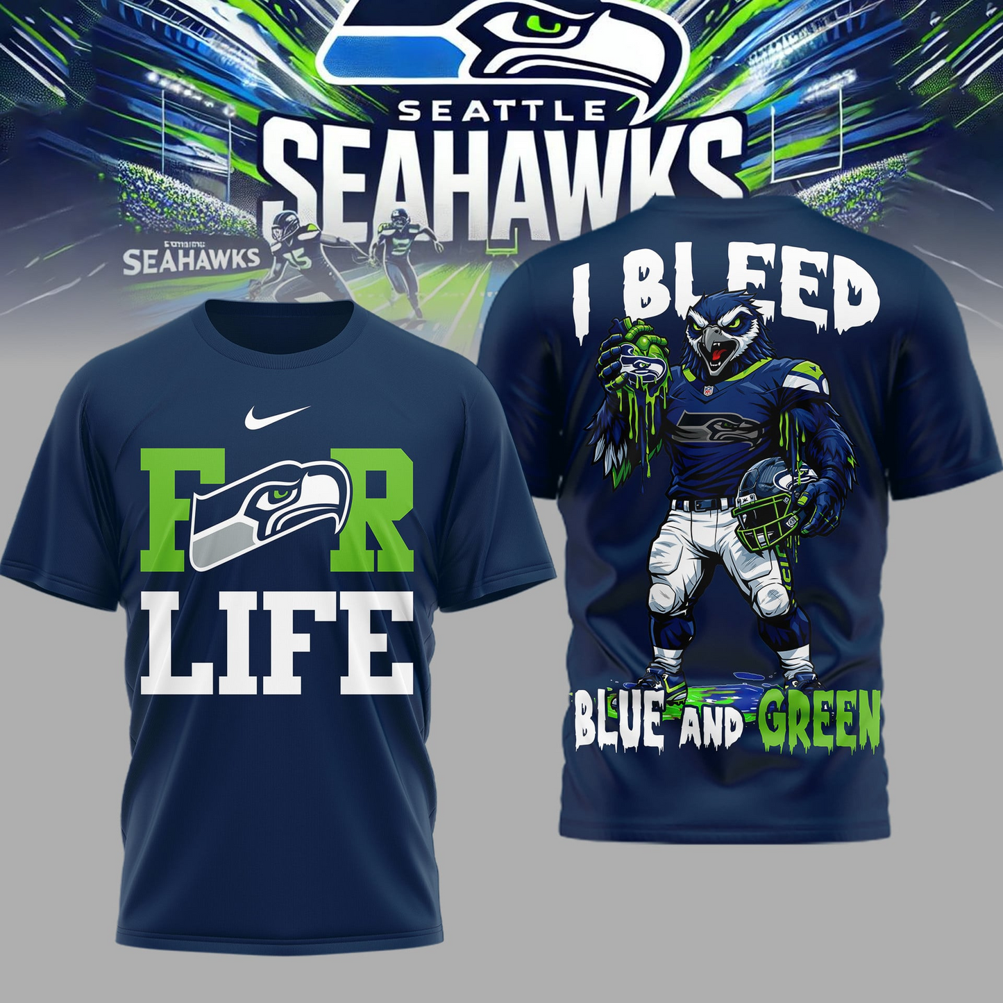 LIMITED EDITION - NEW CUSTOMIZED NFL06 SSH SE SEAHAWKS UNISEX T-SHIRT, POLO & HOODIE