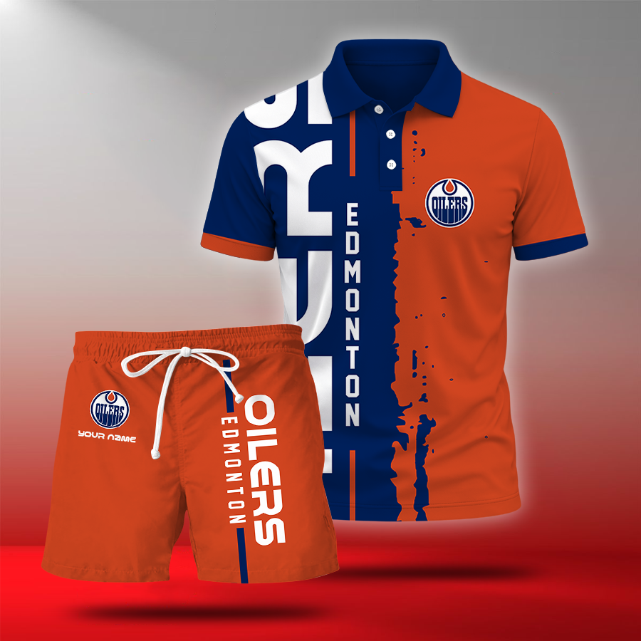 LIMITED EDITION - NEW CUSTOMIZED NHL03 EMO EDMONTON OILERS POLO & SHORT PANTS SET