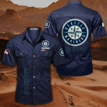 LIMITED EDITION - NEW CUSTOMIZED MLB14 SMS SEATTLE MARINERS MEN'S CARGO SHIRT