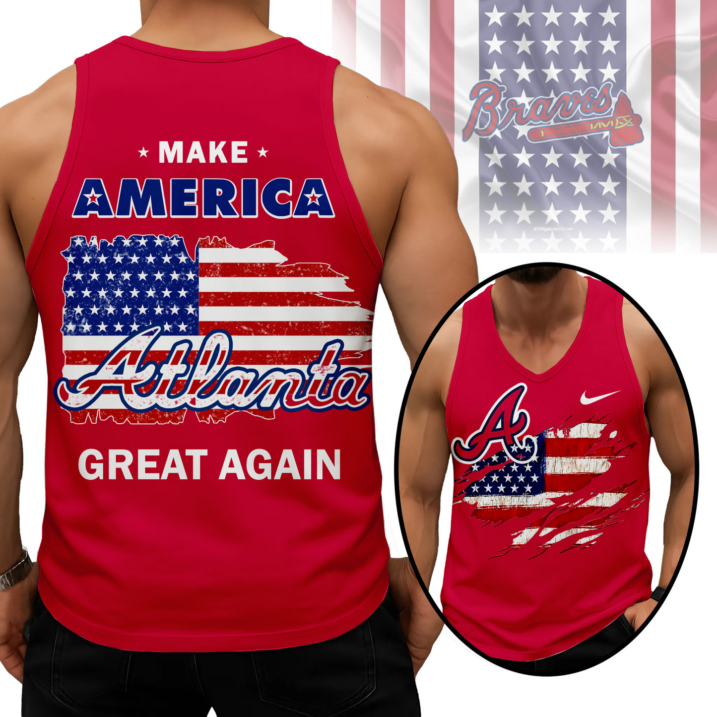 LIMITED EDITION - NEW CUSTOMIZED MLB09 ABS ATLANTA BRAVES UNISEX TANK TOP