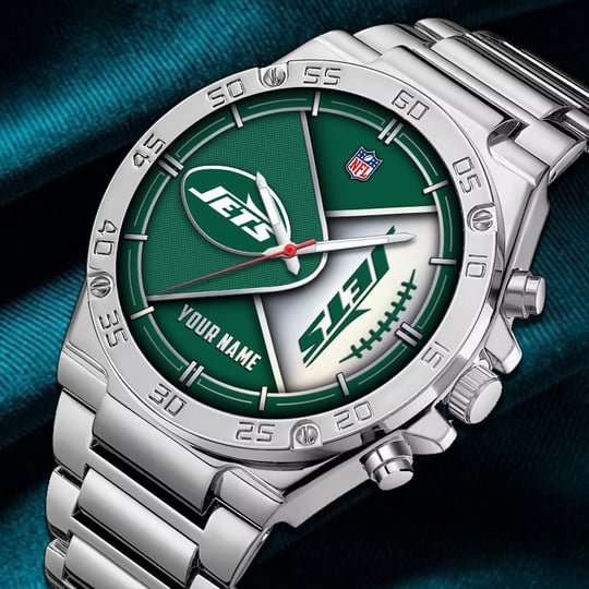 LIMITED EDITION - NEW CUSTOMIZED NFL25 NYJ NEW YORK JETS LUXURY STAINLESS STEEL WATCH