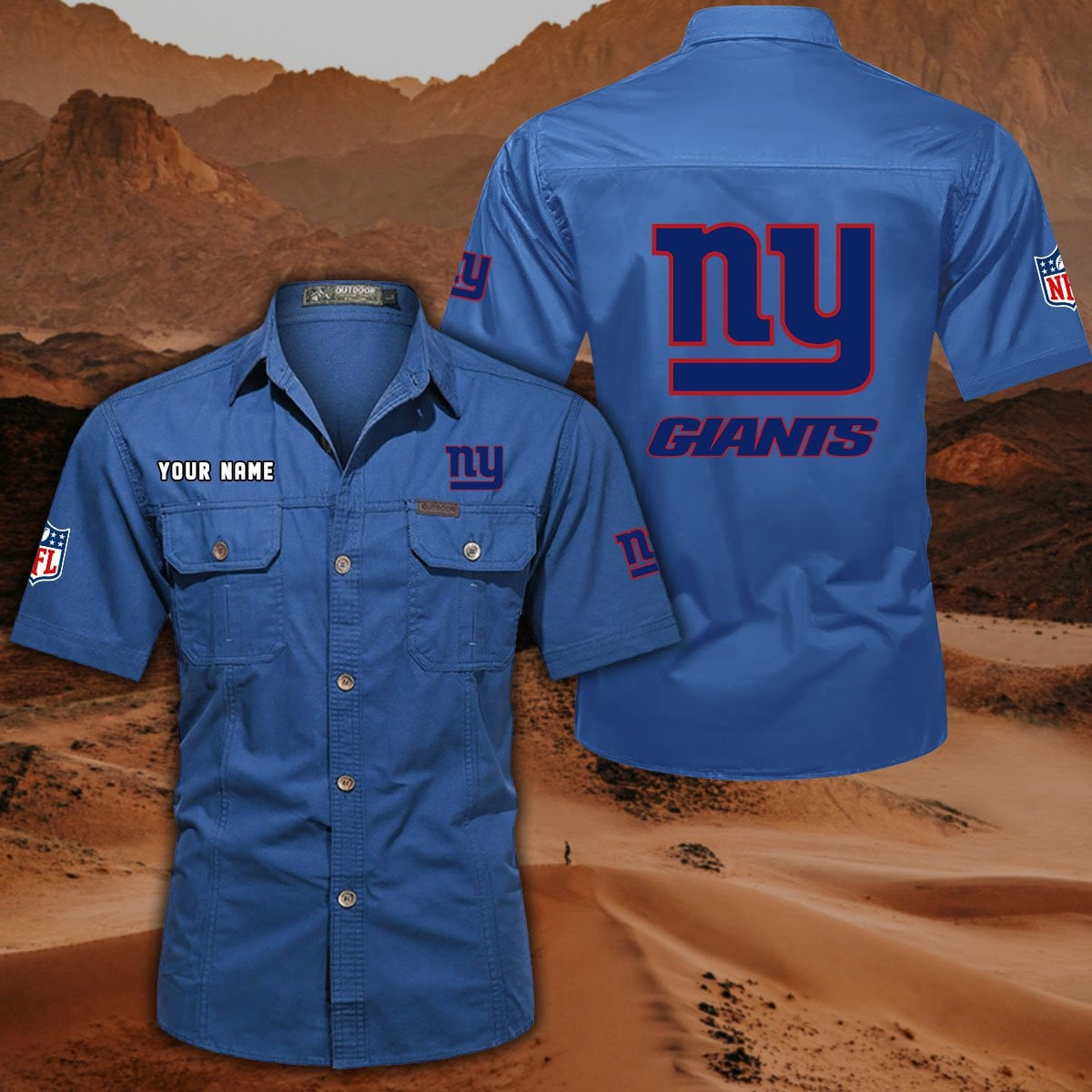 SPECIAL EDITION - NEW CUSTOMIZED NFL32 NYG NEW YORK GIANTS MUTICOLOR MEN'S CARGO SHIRT
