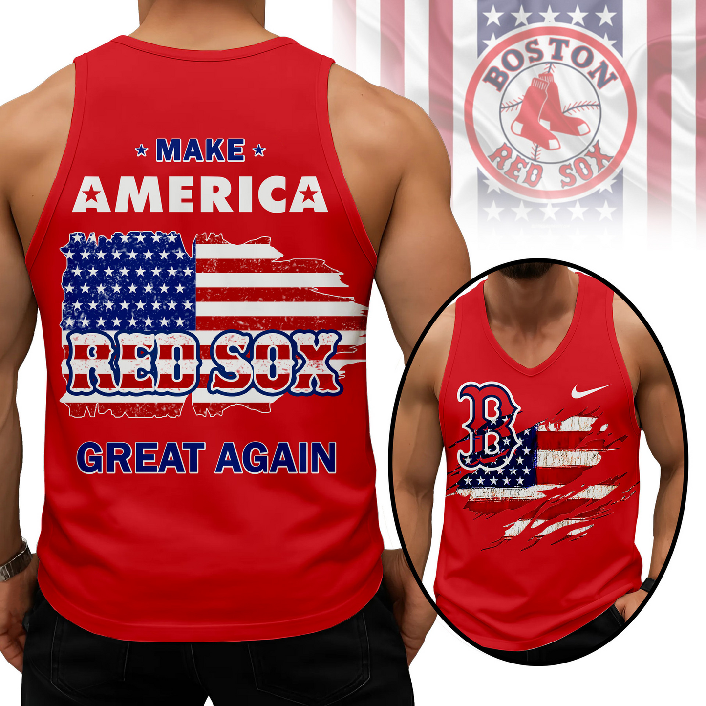 LIMITED EDITION - NEW CUSTOMIZED MLB03 BRS BOSTON RED SOX UNISEX TANK TOP