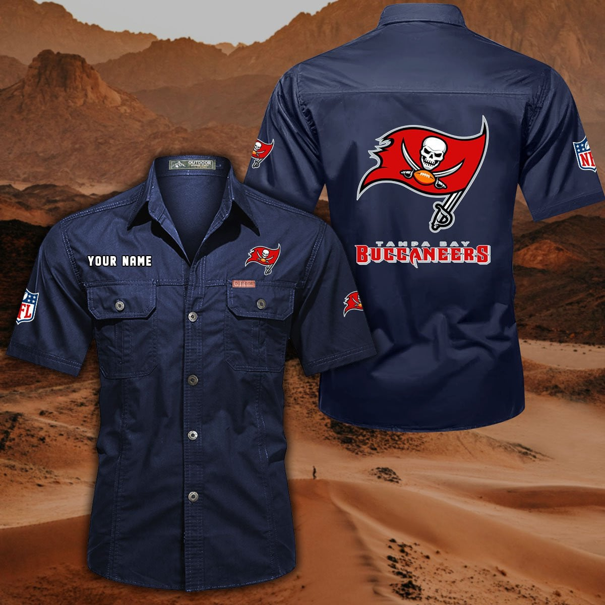 SPECIAL EDITION - NEW CUSTOMIZED NFL10 TBB TAMPA BAY BUCCANEERS MUTICOLOR MEN'S CARGO SHIRT