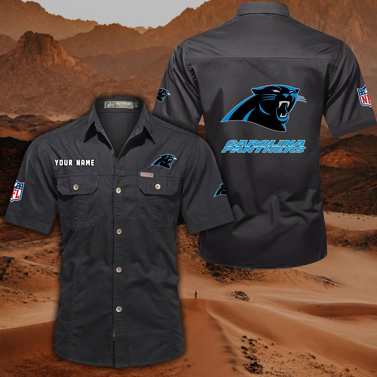 SPECIAL EDITION - NEW CUSTOMIZED NFL23 CLP CAROLINA PANTHERS MUTICOLOR MEN'S CARGO SHIRT