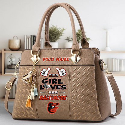 LIMITED EDITION - NEW CUSTOMIZED MLB25 BOS BALTIMORE ORIOLES ZIP HANDBAG MULTICOLOR