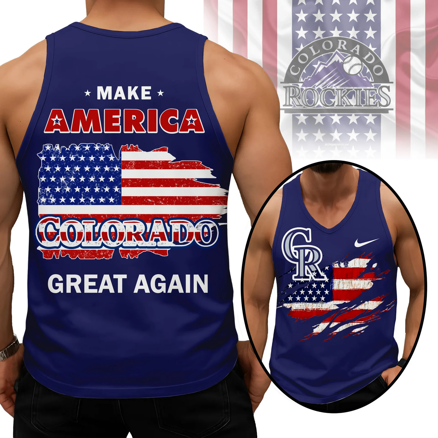 LIMITED EDITION - NEW CUSTOMIZED MLB30 COR COLORADO ROCKIES UNISEX TANK TOP