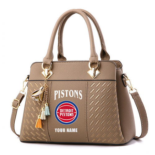 LIMITED EDITION - NEW CUSTOMIZED NBA14 DPI DETROIT PISTONS ZIP HANDBAG MULTICOLOR