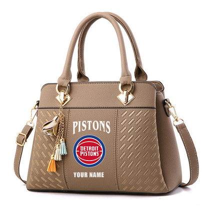 LIMITED EDITION - NEW CUSTOMIZED NBA14 DPI DETROIT PISTONS ZIP HANDBAG MULTICOLOR