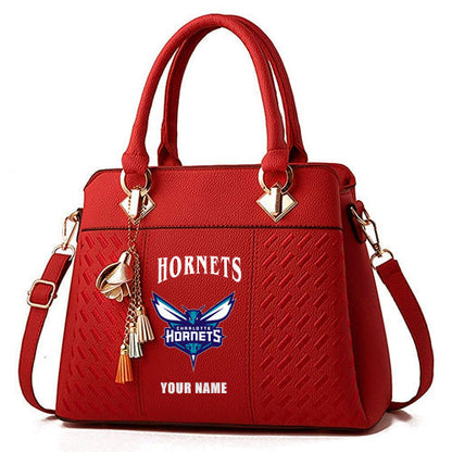 LIMITED EDITION - NEW CUSTOMIZED NBA27 CHO CHARLOTTE HORNETS ZIP HANDBAG MULTICOLOR