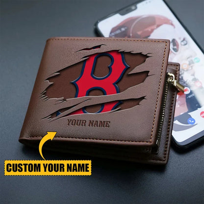 LIMITED EDITION - NEW CUSTOMIZED MLB03 BRS BOSTON RED SOX LEATHER WALLET