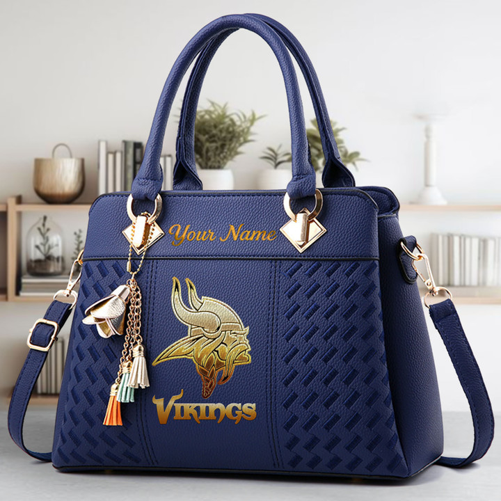 LIMITED EDITION - NEW CUSTOMIZED NFL05 MVK MINNESOTA VIKINGS LUXURY HANDBAG IN MULTIPLE COLORS