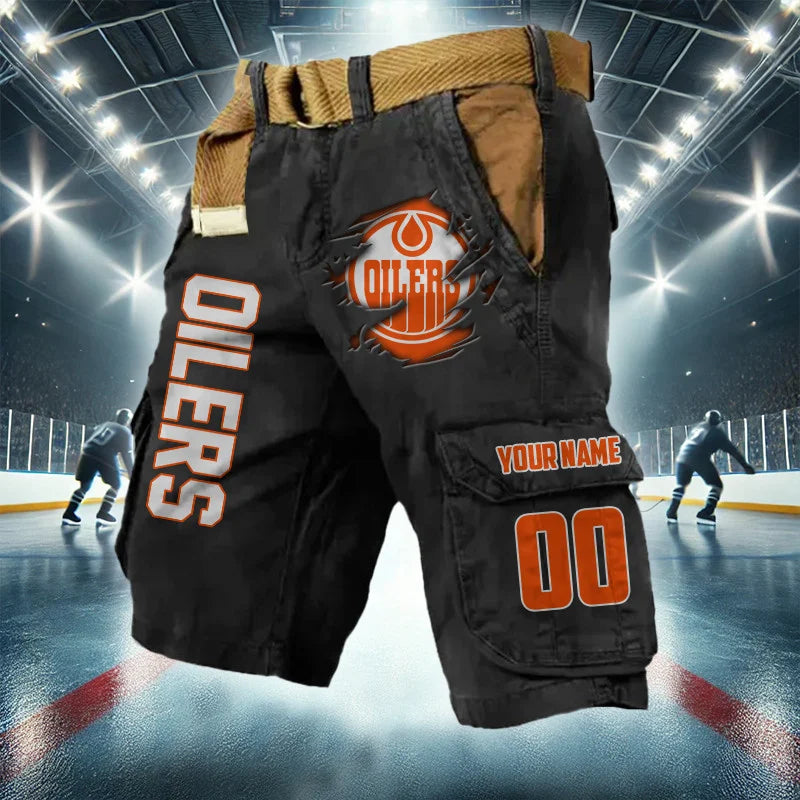 LIMITED EDITION - NEW CUSTOMIZED NHL03 EMO EDMONTON OILERS CARGO SHORTS