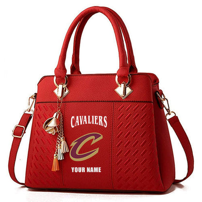 LIMITED EDITION - NEW CUSTOMIZED NBA02 CCA CLEVELAND CAVALIERS ZIP HANDBAG MULTICOLOR