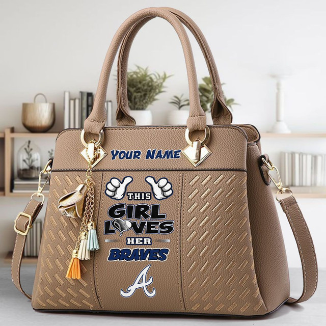 LIMITED EDITION - NEW CUSTOMIZED MLB09 ABS ATLANTA BRAVES ZIP HANDBAG MULTICOLOR