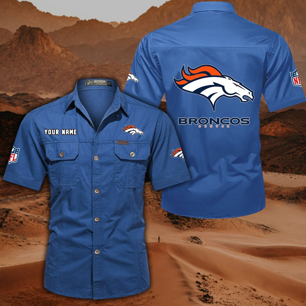 SPECIAL EDITION - NEW CUSTOMIZED NFL13 DVB DENVER BRONCOS MUTICOLOR MEN'S CARGO SHIRT