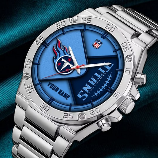 LIMITED EDITION - NEW CUSTOMIZED NFL31 TST TENNESSEE TITANS LUXURY STAINLESS STEEL WATCH