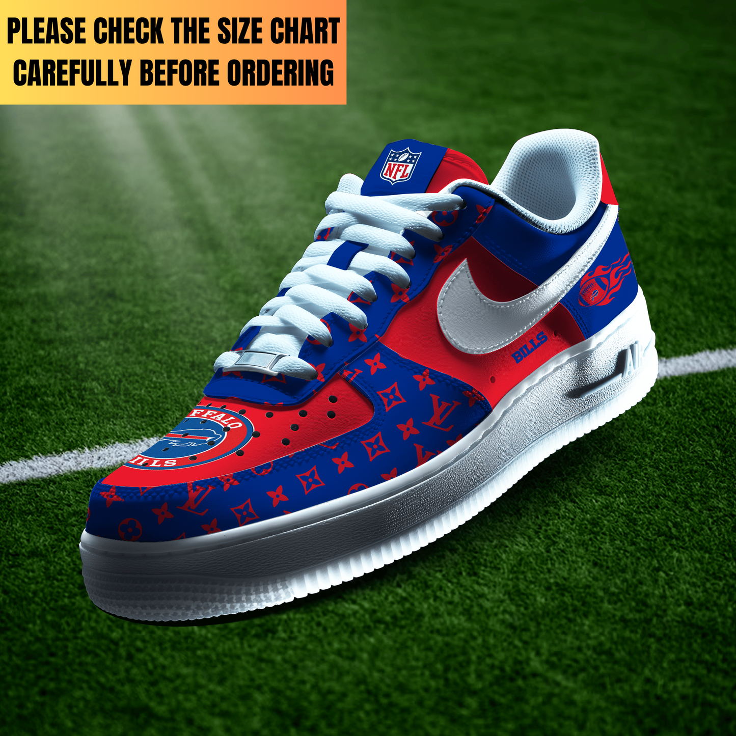 LIMITED EDITION - NEW CUSTOMIZED NFL03 BFB BUFFALO BILLS AF1 SHOES
