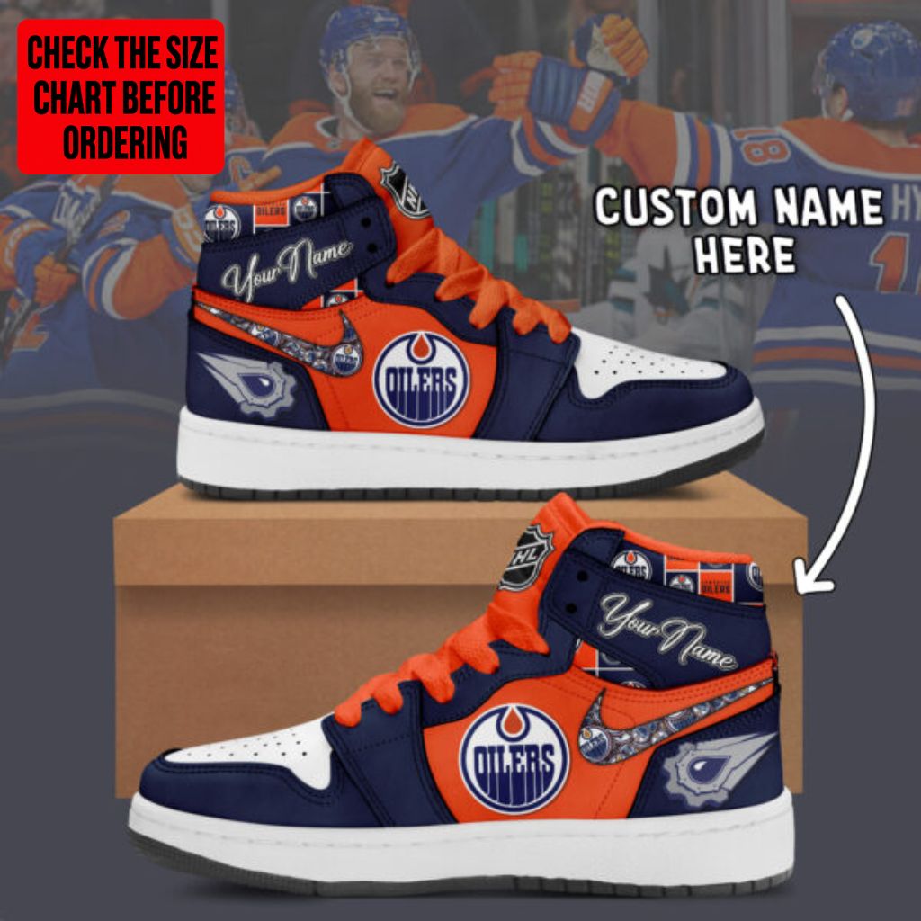 LIMITED EDITION - NEW CUSTOMIZED NHL03 EMO EDMONTON OILERS AIR JORDAN SNEAKERS