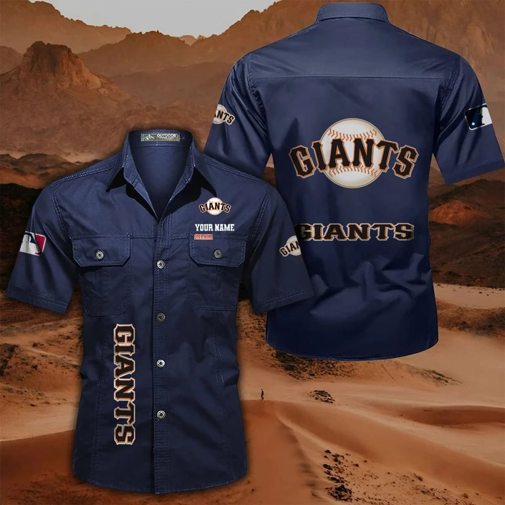 LIMITED EDITION - NEW CUSTOMIZED MLB06 SFG SAN FRANCISCO GIANTS MEN'S CARGO SHIRT