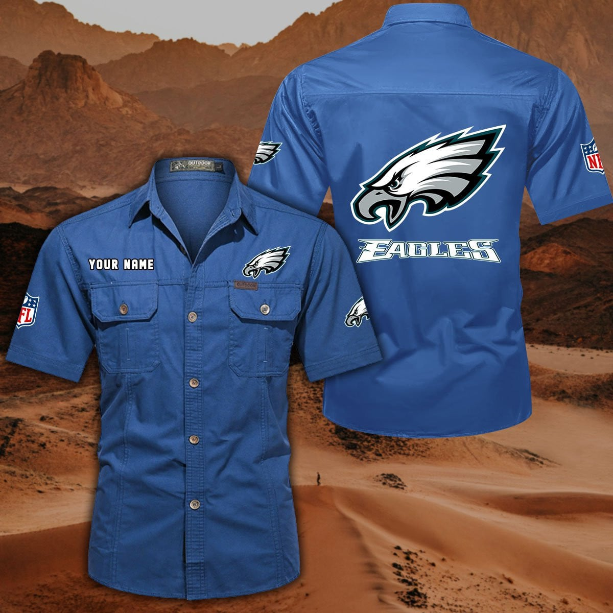 SPECIAL EDITION - NEW CUSTOMIZED NFL02 PPE PHILADELPHIA EAGLES MUTICOLOR MEN'S CARGO SHIRT
