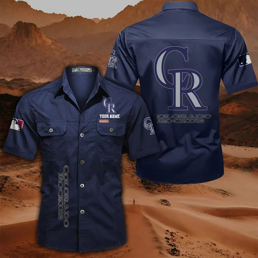 LIMITED EDITION - NEW CUSTOMIZED MLB30 COR COLORADO ROCKIES MEN'S CARGO SHIRT
