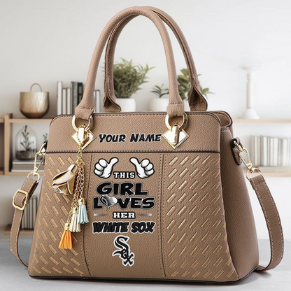 LIMITED EDITION - NEW CUSTOMIZED MLB26 CWS CHICAGO WHITE SOX ZIP HANDBAG MULTICOLOR