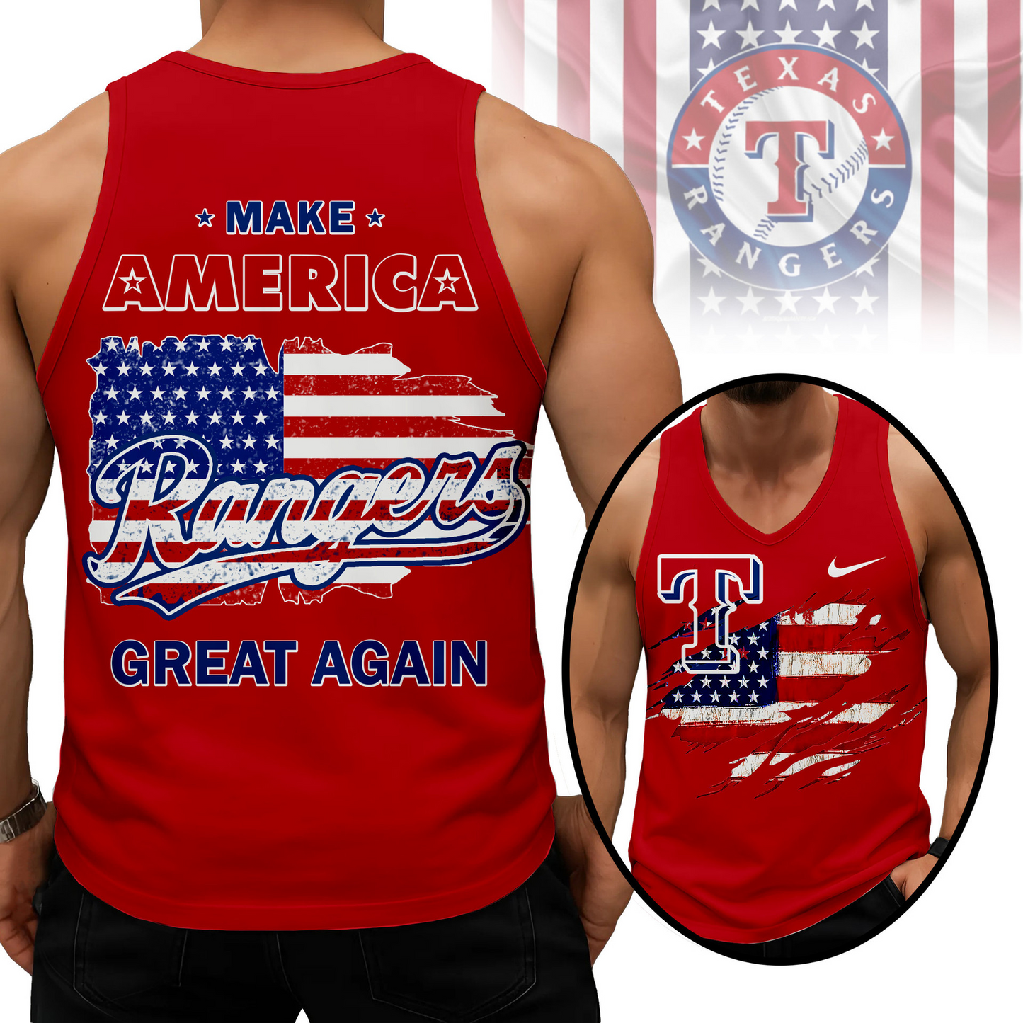 LIMITED EDITION - NEW CUSTOMIZED MLB08 TRS TEXAS RANGERS UNISEX TANK TOP