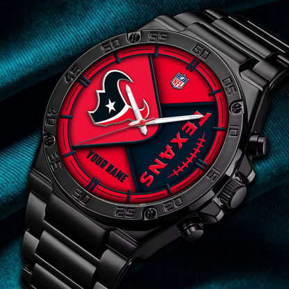LIMITED EDITION - NEW CUSTOMIZED NFL15 HTT HOUSTON TEXANS LUXURY STAINLESS STEEL WATCH