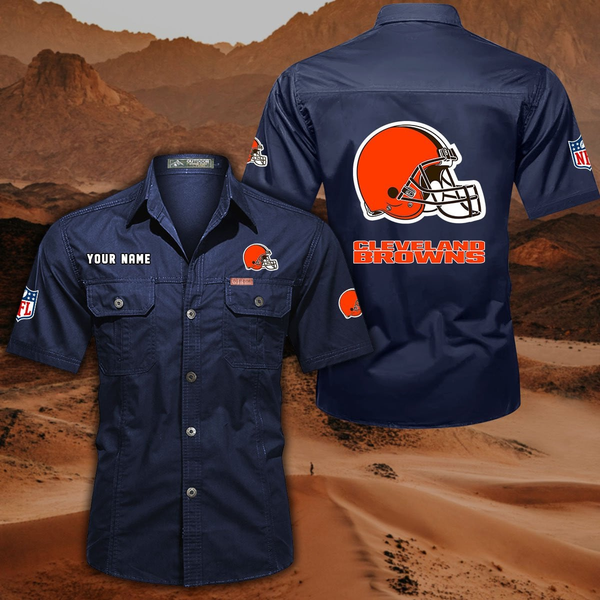 SPECIAL EDITION - NEW CUSTOMIZED NFL29 CLB CLEVELAND BROWNS MUTICOLOR MEN'S CARGO SHIRT