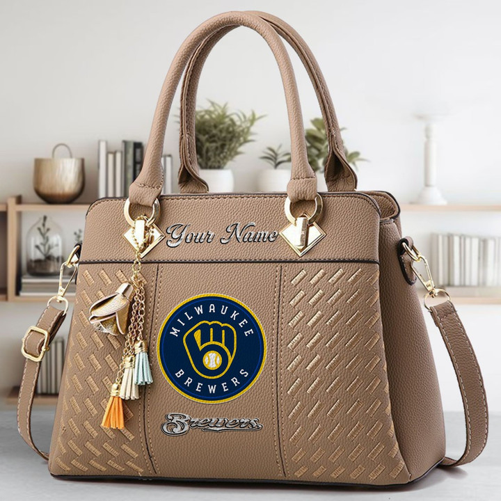 LIMITED EDITION - NEW CUSTOMIZED MLB15 MBS MILWAUKEE BREWERS ZIP HANDBAG MULTICOLOR
