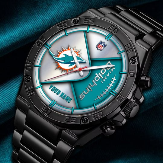LIMITED EDITION - NEW CUSTOMIZED NFL19 MDP MIAMI DOLPHINS LUXURY STAINLESS STEEL WATCH