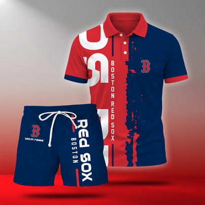 LIMITED EDITION - NEW CUSTOMIZED MLB03 BRS BOSTON RED SOX POLO & SHORT PANTS SET