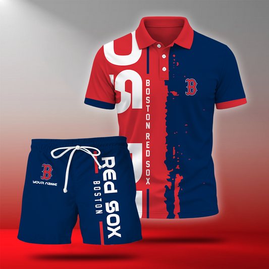 LIMITED EDITION - NEW CUSTOMIZED MLB03 BRS BOSTON RED SOX POLO & SHORT PANTS SET