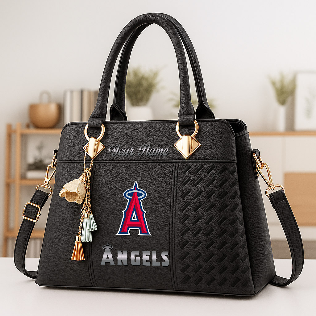 LIMITED EDITION - NEW CUSTOMIZED MLB27 LAA LOS ANGELES ANGELS ZIP HANDBAG MULTICOLOR