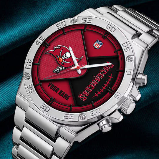 LIMITED EDITION - NEW CUSTOMIZED NFL10 TBB TAMPA BAY BUCCANEERS LUXURY STAINLESS STEEL WATCH