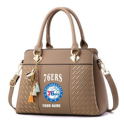 LIMITED EDITION - NEW CUSTOMIZED NBA26 P76 PHILADELPHIA 76ERS ZIP HANDBAG MULTICOLOR
