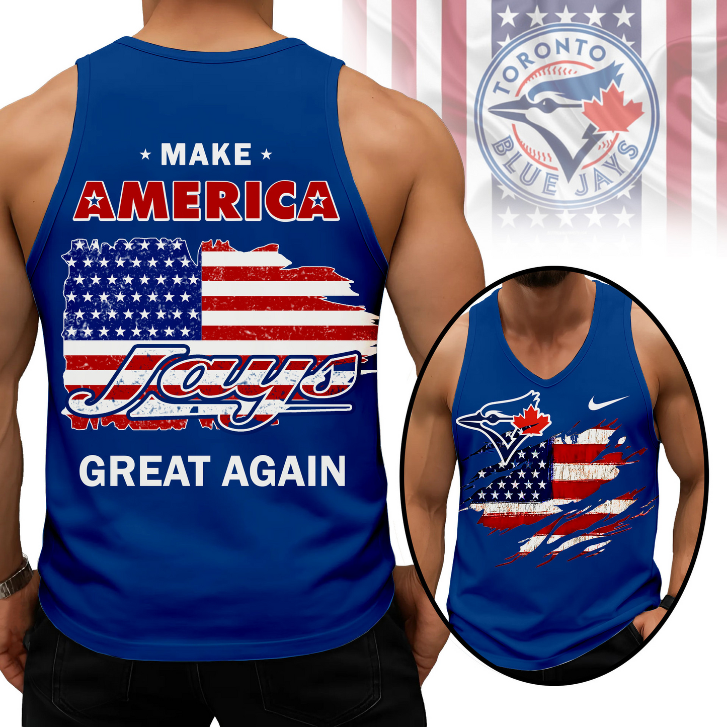 LIMITED EDITION - NEW CUSTOMIZED MLB12 TBJ TORONTO BLUE JAYS UNISEX TANK TOP