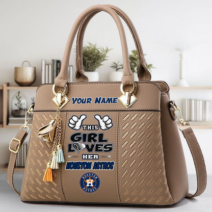 LIMITED EDITION - NEW CUSTOMIZED MLB10 HAS HOUSTON ASTROS ZIP HANDBAG MULTICOLOR