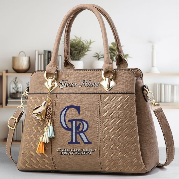LIMITED EDITION - NEW CUSTOMIZED MLB30 COR COLORADO ROCKIES ZIP HANDBAG MULTICOLOR