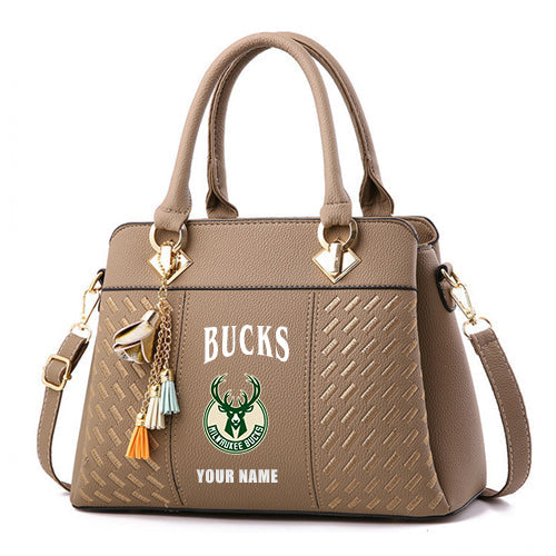 LIMITED EDITION - NEW CUSTOMIZED NBA11 MBU MILWAUKEE BUCKS ZIP HANDBAG MULTICOLOR